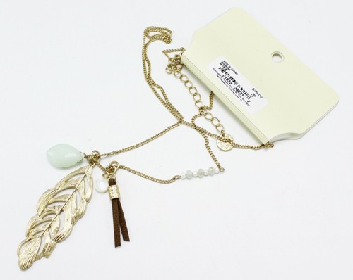 New Ruff Hewn Southwest Feather Tassel Pendant Necklace Nwt $36 Tags #N2570B - Picture 2 of 4