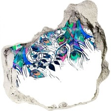 Deko Aufkleber Selbstklebender Wandbild Poster 100x100 cm Pfauenfedern