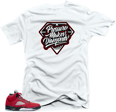 Shirt to Match Jordan Retro 5 Raging Bull Sneaker Tees-Diamonds White Tees