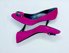 Nine West Monterrey Size 9.5M Purple Fuschia Suede Leather Buckle Pumps Heels — photo 4