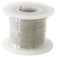 25 Feet Gray 22 Gauge Solid Hook-Up Wire, Tinned Copper, PVC Insulation