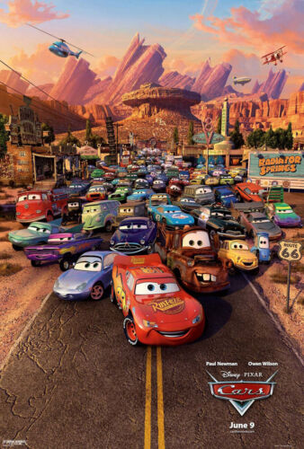 CARS MOVIE POSTER 2 Sided RARE ORIGINAL FINAL 27x40 OWEN WILSON DISNEY - Picture 1 of 1