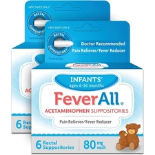 Infants FeverAll Acetaminophen Rectal Suppositories Pain Reliever Fever Reducer