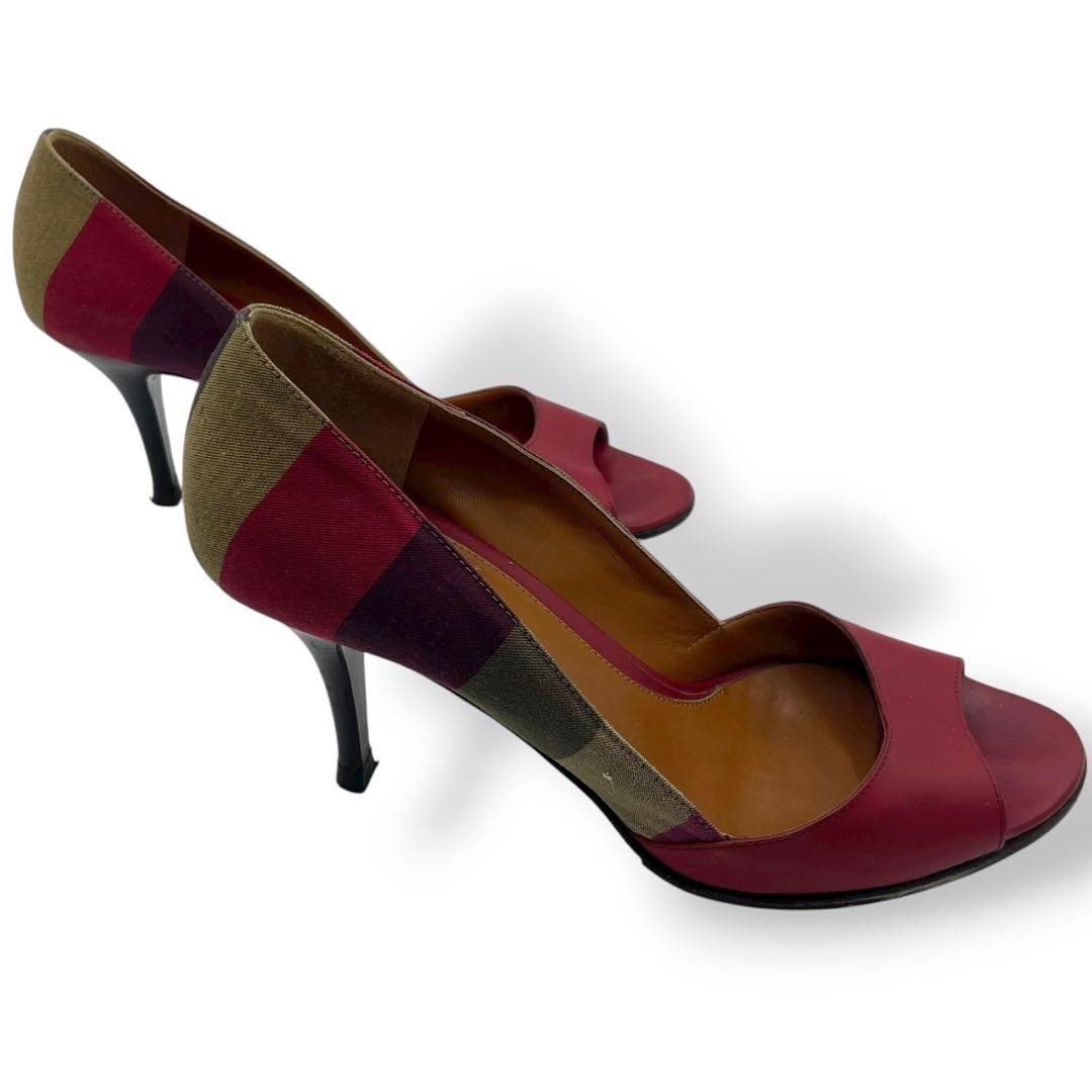 FENDI Pumps Heel EU36/US6 Red Leather Stripe Open Toe 02346i thumbnail 14