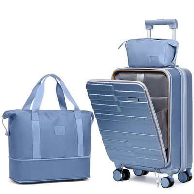 3Pc Carry On Luggage Set Front Opening TSA Lock Spinner Wheels YK