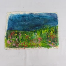 Original Painting Art Floral Landscape Tracy Eau Claire on Paper 7.5" x 5.5"