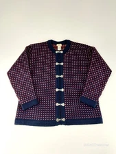 L.L.Bean Nordic Wool Sweater Cardigan Women’s Medium Norwegian Metal Clasp