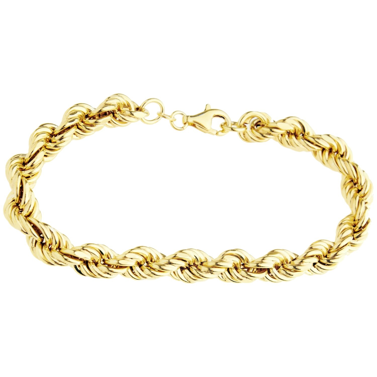 Sterling 925er Silber Kordel Armband - HOLLOW 8mm gold 22cm 15990₽