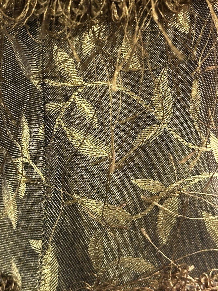 Hermosa pantalla de lámpara con clip-5”H-marrón oscuro y hojas doradas-flecos de pestañas-bonito Foto 2 de 4