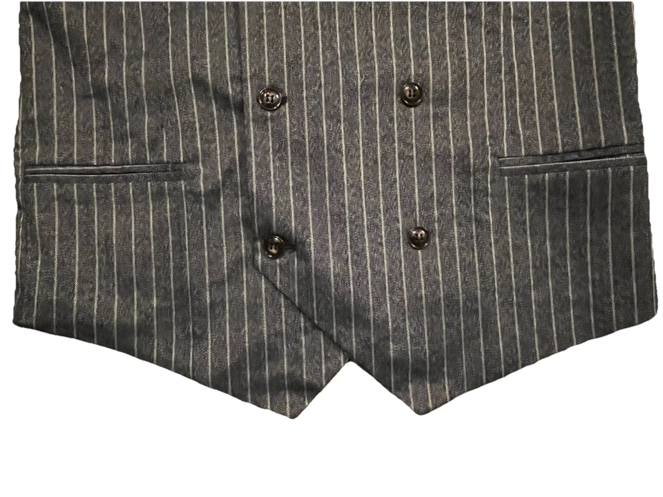 Lars Amadeus Men’s Vest Small Polyester Blue White Pin Stripe - Image 4 of 4