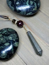 Pyrite Pendant With Garnet And Smoky Quartz, Unique Crystal Healing Necklace