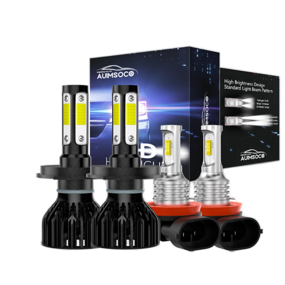 For Suzuki Swift 2007-2017 White LED High Low Beam Headlight + Fog Light Bulbs