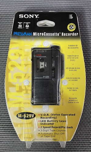 Sony VOR Voice Operated Handheld Pressman Microcassette Recorder M-529V Sealed