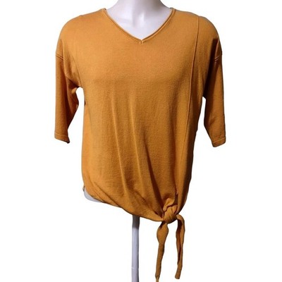 Time And Tru Sweater  Women's M (8-10) Harvest 3/4 Sleeve Tie Hem Soft  Pullover