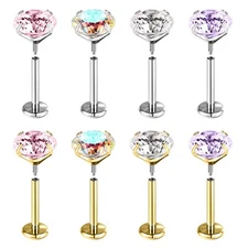 1 Pc G23 Titanium Steel Labret Lip Studs Zircon Helix Cartilage Piercing Earring