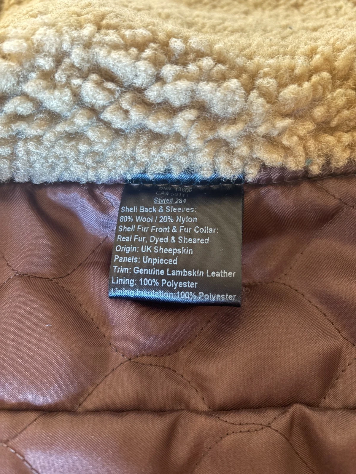 Schott NYC Flying Man's Jacket N-5A, Size M, Lambskin and Sheep's Fur image 5