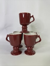 Rare Vintage Hall 3 oz. Burgundy Cup Mug Made In The USA Set Of 5