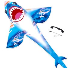 Large Shark Kite for Kids and Adults - Easy to Fly Single Line Kite with 300f...