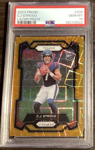 2023 Panini Lazer Orange Prizm #339 CJ Stroud RC Rookie Texans PSA 10 GEM MINT