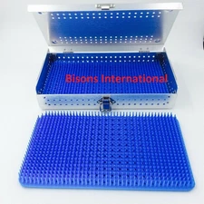 Aluminum Alloy sterilization tray case with two silicone mats surgical tray