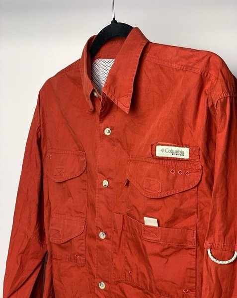 Men Columbia Shirt Red Cotton 36 / S / 44