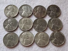 1943 Lot of 12 Steel Wheat Back Pennies