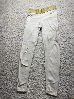 Nike Pro Activewear Gold Waist Band Fleece Lined Leggings