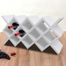 10 Grids Bottle Wine Lattice Rack Wall-Mount Insert Display Storage Holder Shelf