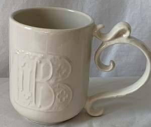 Pottery Barn A Z Mug B 12oz Ivory Coffee Cup Letter Initial