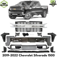 Front Bumper Chrome & Grille Assembly Kit For 2019-2022 Chevrolet Silverado 1500