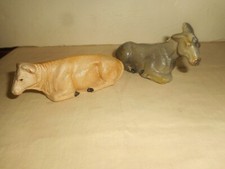 Vintage Cow & Donkey Nativity Manger Composition Animals Figures NARDI ITALY