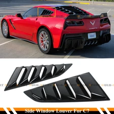 For 2014-2019 Corvette C7 Glossy Black Side Vent Window 1/4 Quarter Scoop Louver