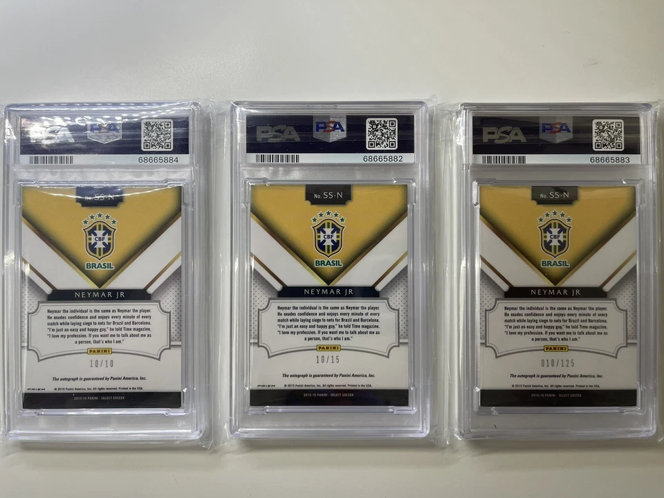 2015-16 PANINI SELECT NEYMAR JR Lot Of 3 PRIZM AUTOs All Jersey Numbered. - Image 2 of 2
