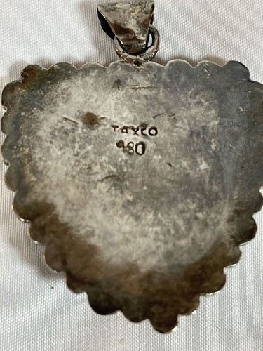 Vintage Taxco 980 Sterling Silver & Black Onyx Tribal Mask Pendant - Picture 2 of 4