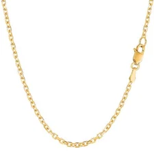 14k Yellow Real Gold Cable Link Chain Necklace, 2.3mm, 30"
