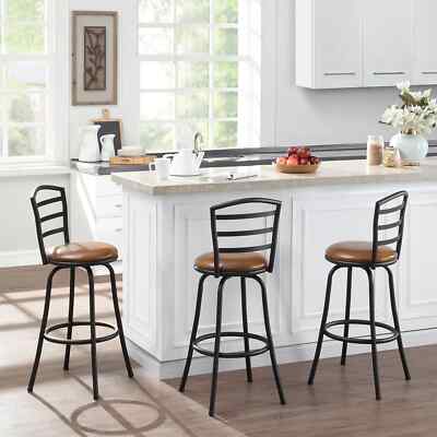 Bar Stools Set Swivel Adjustable Height Metal Kitchen Counter