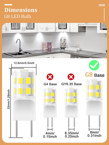 G8 LED Bulb Dimmable, 3W (20W-25W Halogen Equivalent), G8 GY8.6 Bi-Pin Base, T4 - Picture 9 of 12