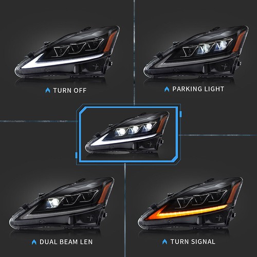 Amber FULL LED Headlights For 2006-2013 Lexus IS250 350 ISF Projector Front lamp - Picture 2 of 12