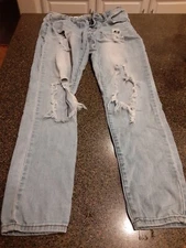 S.O.N.G Rocker Mid Rise Skinny Ankle Jeans Distressed Sz 7/28 sz 28x24 #S126