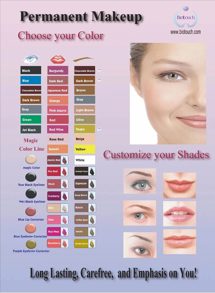 BioTouch Permanent Makeup Pigment Ink Color Microblading Eyebrow lip eyeliner - Image 2 of 4