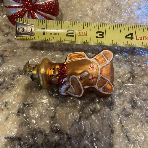 Radko 3 Glass Ornament Set Gingerbread Man House Peppermint NO BOX Celebrations - Picture 2 of 5