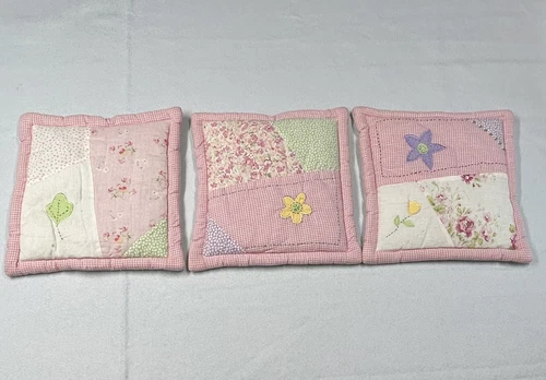 VTG Laura Ashley Mother & Daughter Quilted Square Wall Hangings For Baby Nursery
