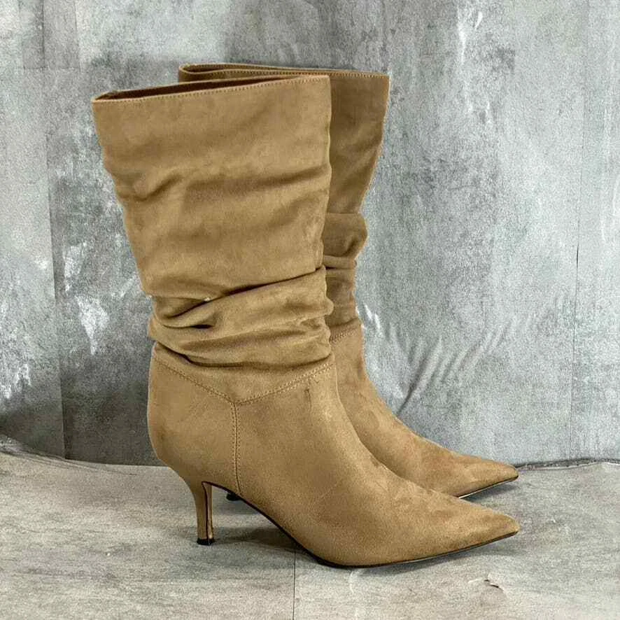Ruched pointed top toe boots