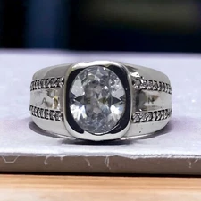 Moissanite Gemstone With 925 Sterling Silver Groom Ring For Men's #AL828