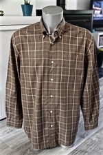 TIMBERLAND Mens Brown Plaid Neck Shirt M Size XL
