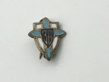"36" Cross Shield Lapel Pin Unsure 1936? Religious? Kind Of Cool Vintage Small