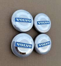 Set Of 4 Volvo Grey And Blue Center Wheel Hub Caps Cover Logo Rims 3546923