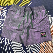 Vintage 90s Surf Style Nylon Shorts Iridescent Beach Swim Surf Skate Retro