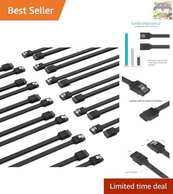 Luxury 12 Pack SATA III Cables - 6Gbps Speed, 18 Inch with Locking For Sure Fit