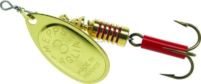 Mepps Aglia Plain Fishing Lure w/Treble Hook 1/4 Ounce Gold B3 G